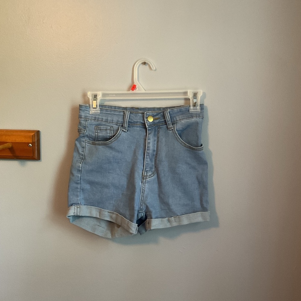 SHEIN Denim Blue Rolled Hem Jean Shorts